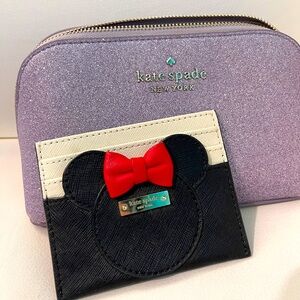 Kate Spade Minnie Mouse cardholder plus sparkle pouch